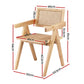 Linnet Set of 2 Dining Chairs Wooden Rattan Seat Rubber Wood Frame - Natural