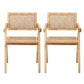 Linnet Set of 2 Dining Chairs Wooden Rattan Seat Rubber Wood Frame - Natural