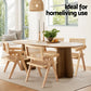 Linnet Set of 2 Dining Chairs Wooden Rattan Seat Rubber Wood Frame - Natural