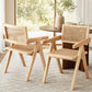 Linnet Set of 2 Dining Chairs Wooden Rattan Seat Rubber Wood Frame - Natural