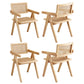 Linnet Set of 4 Dining Chairs Wooden Rattan Seat Rubber Wood Frame - Natural