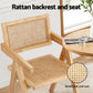 Linnet Set of 4 Dining Chairs Wooden Rattan Seat Rubber Wood Frame - Natural