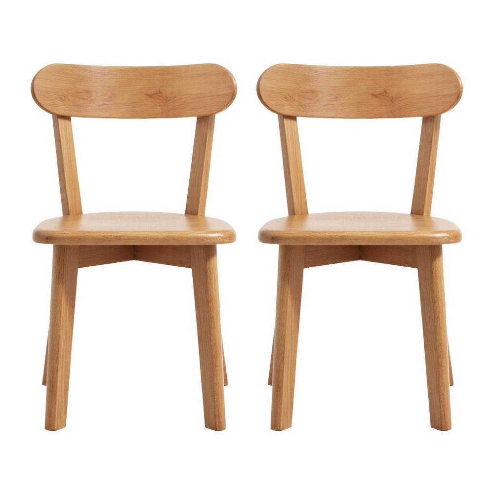 Morwen Set of 2 Dining Chairs Wooden Kitchen Accent Chair Cafe Lounge Rubber Wood - Natural