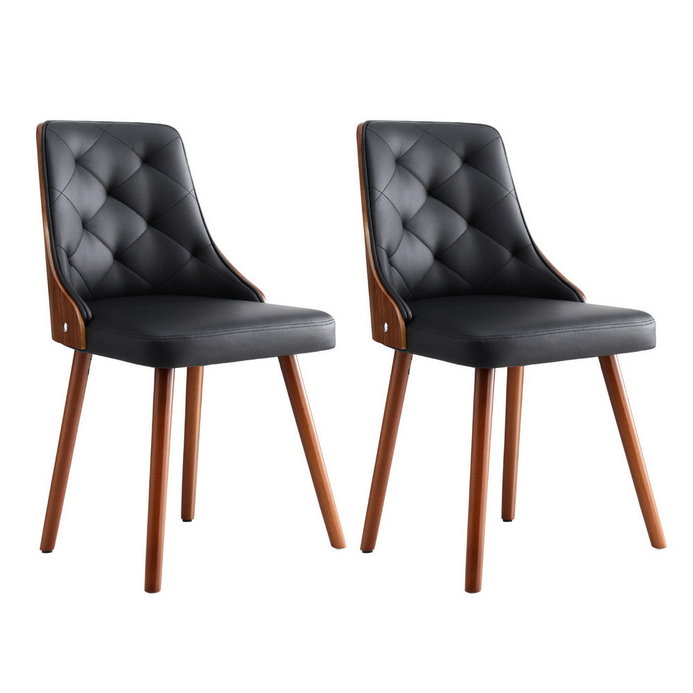 Gillian Set of 2 Dining Chairs PU - Black