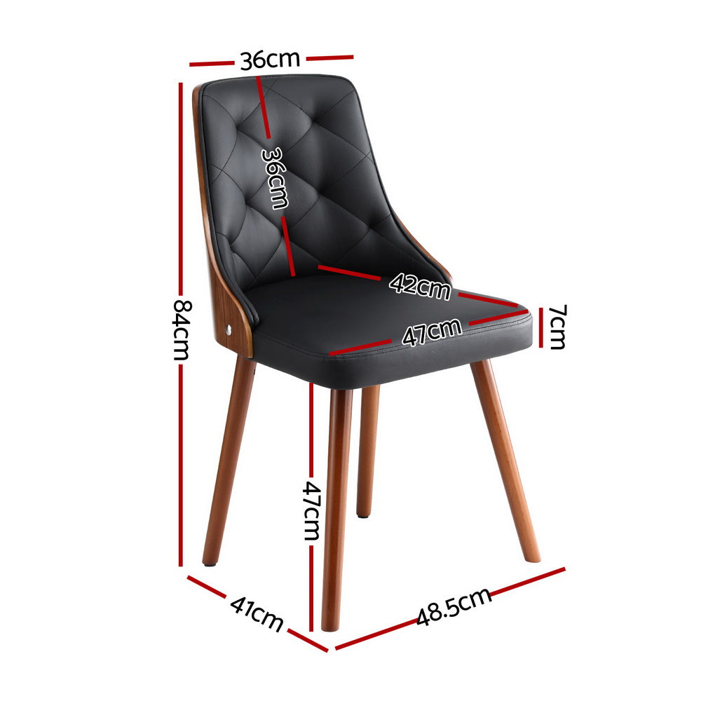 Gillian Set of 2 Dining Chairs PU - Black