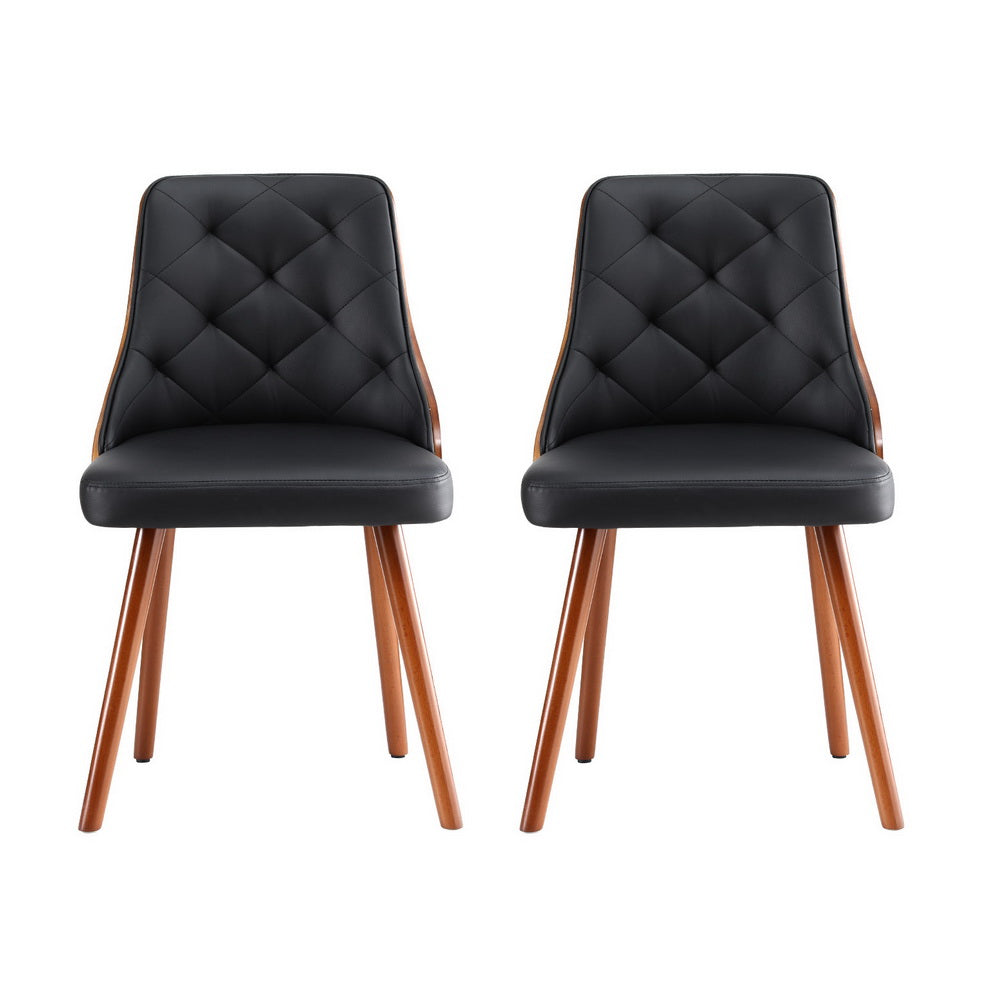Gillian Set of 2 Dining Chairs PU - Black