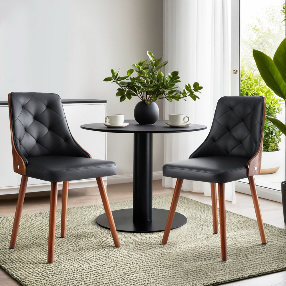 Gillian Set of 2 Dining Chairs PU - Black