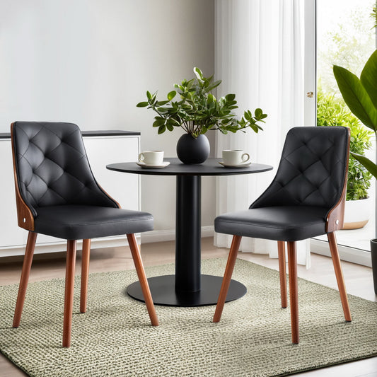 Gillian Set of 2 Dining Chairs PU - Black
