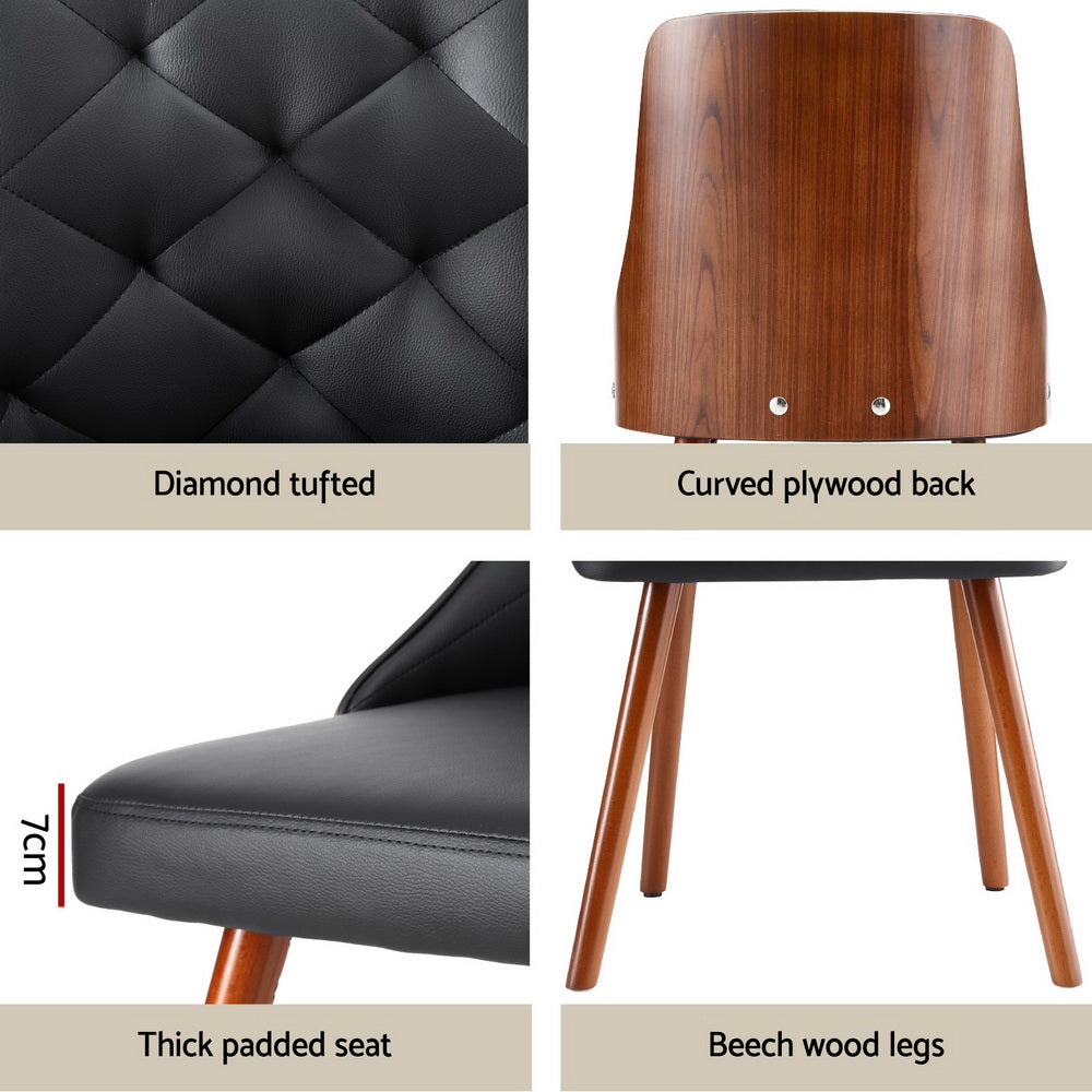 Gillian Set of 4 Dining Chairs PU - Black