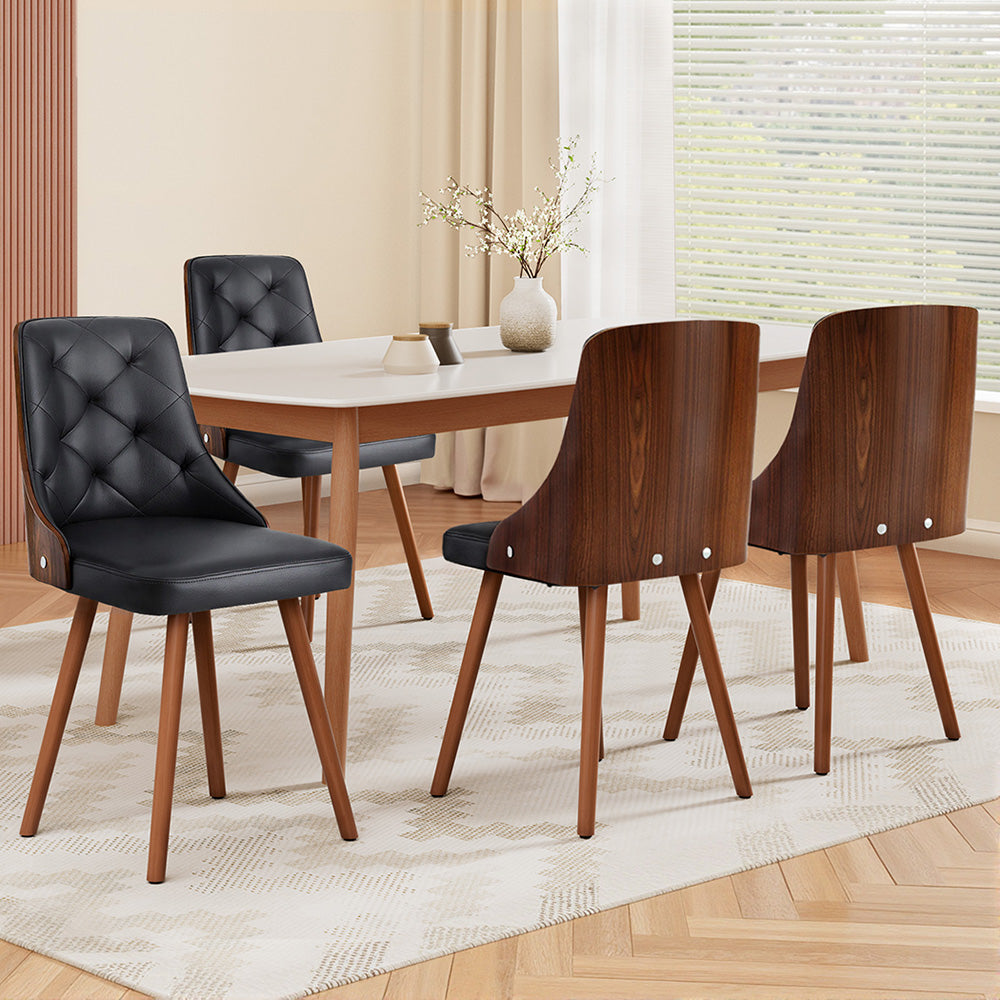 Gillian Set of 4 Dining Chairs PU - Black