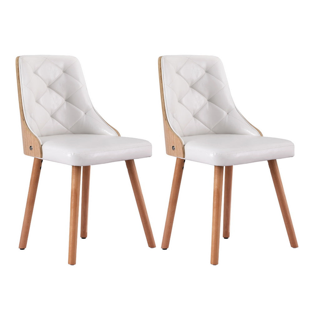Gillian Set of 2 Dining Chairs White PU - White