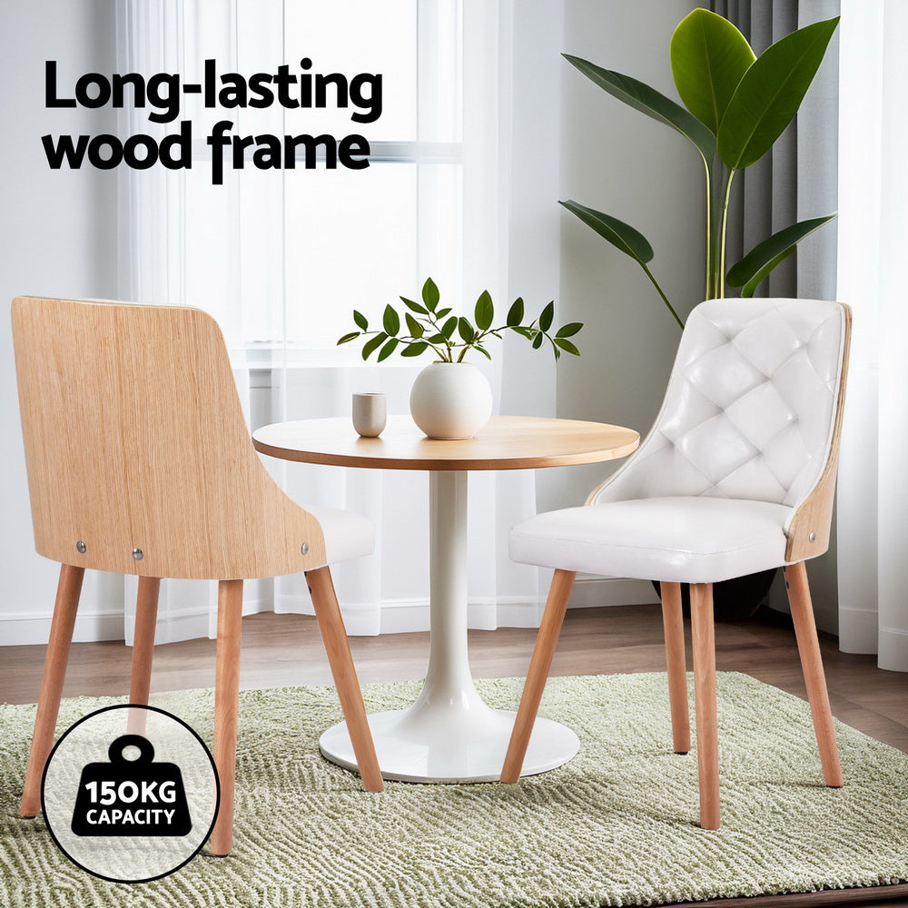 Gillian Set of 2 Dining Chairs White PU - White