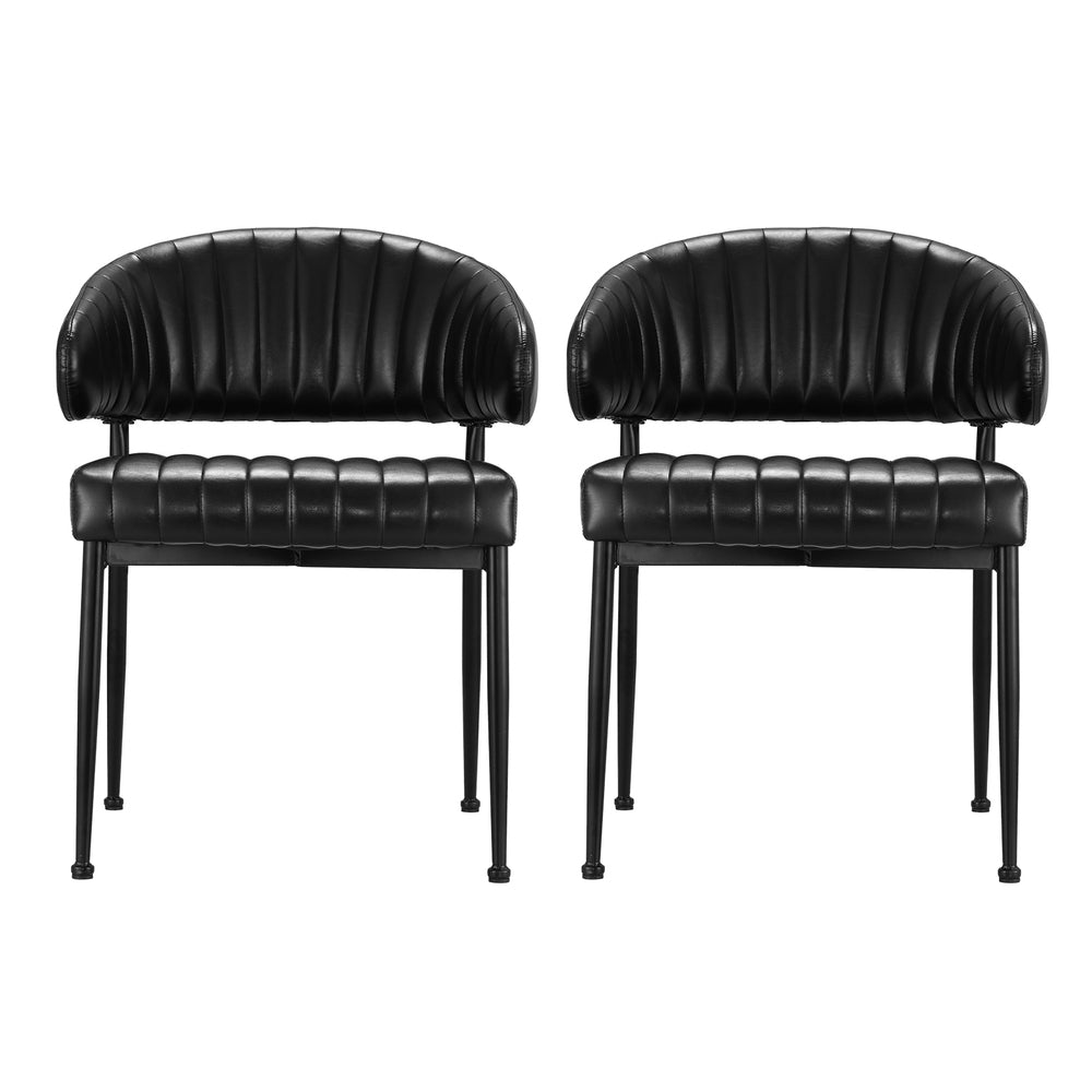 Gemma Set of 2 Dining Chairs Leather Hollow Armchair - Black