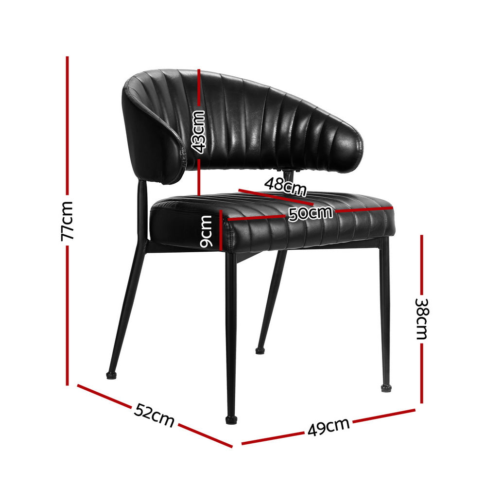 Gemma Set of 4 Dining Chairs Leather Hollow Armchair - Black