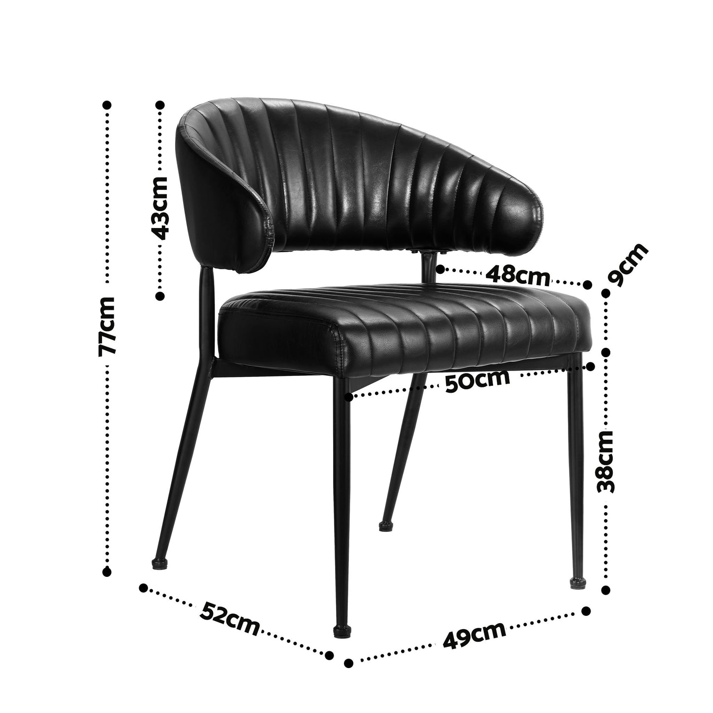 Gemma Set of 6 Dining Chairs Leather Hollow Armchair - Black
