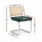 Agnes Set of 2 Dining Chairs Velvet Rattan Cantilever - Green