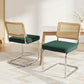 Agnes Set of 2 Dining Chairs Velvet Rattan Cantilever - Green