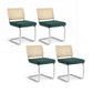 Agnes Set of 4 Dining Chairs Velvet Rattan Cantilever - Green