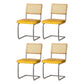 Agnes Set of 4 Dining Chairs Velvet Rattan Cantilever - Yellow