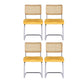 Agnes Set of 4 Dining Chairs Velvet Rattan Cantilever - Yellow