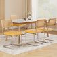 Agnes Set of 4 Dining Chairs Velvet Rattan Cantilever - Yellow