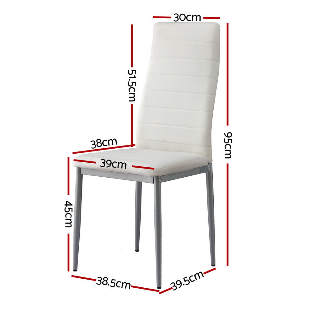 Briley Set of 4 Dining Chairs Leather Channel Tufted - White