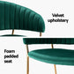 Freda Set of 2 Dining Chairs Velvet Upholstered - Green