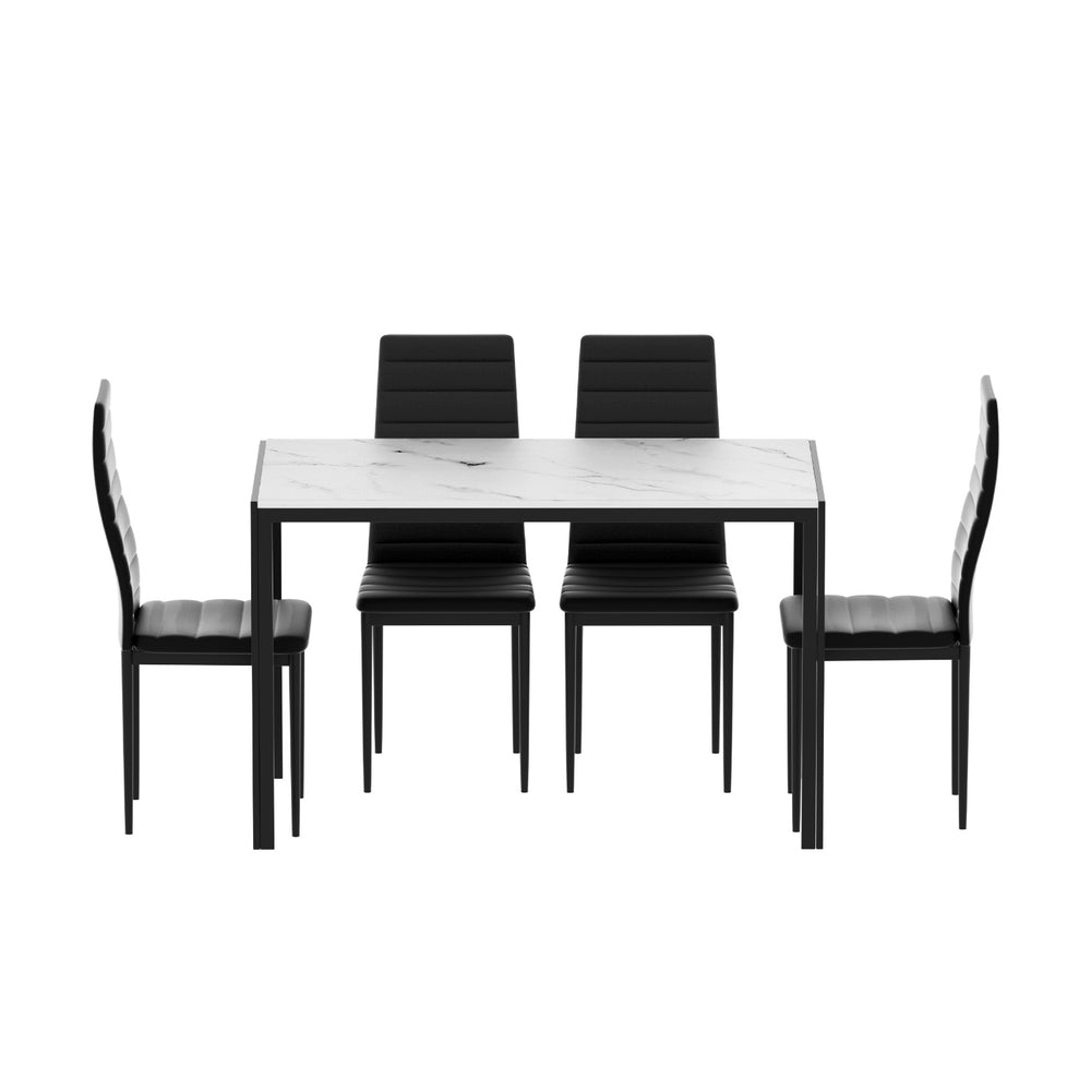 5-Piece Vanda Dining Table & Chair Set Marble Effect