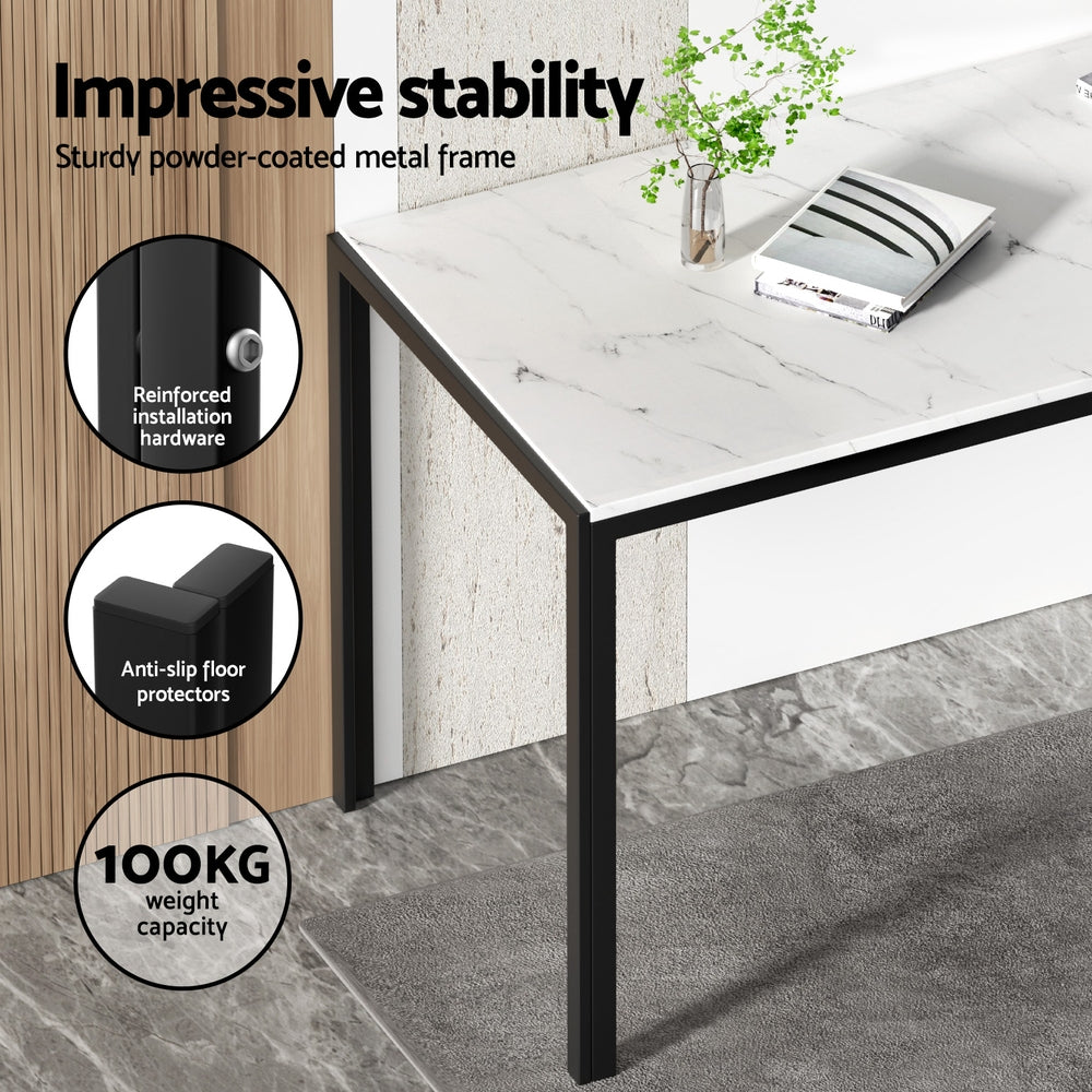 5-Piece Vanda Dining Table & Chair Set Marble Effect