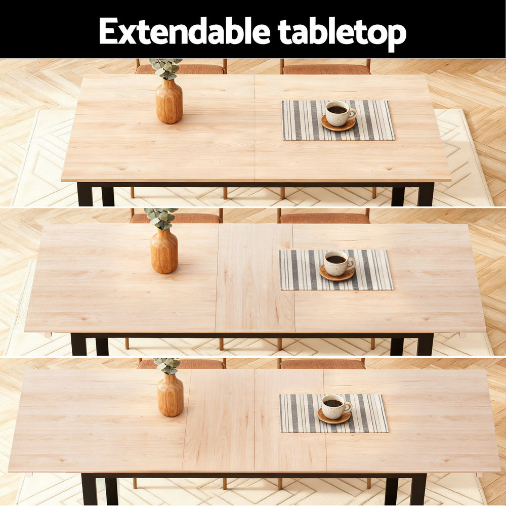 2M Extendable Dining Table Kitchen Cafe Lounge Restaurant Tables Natural