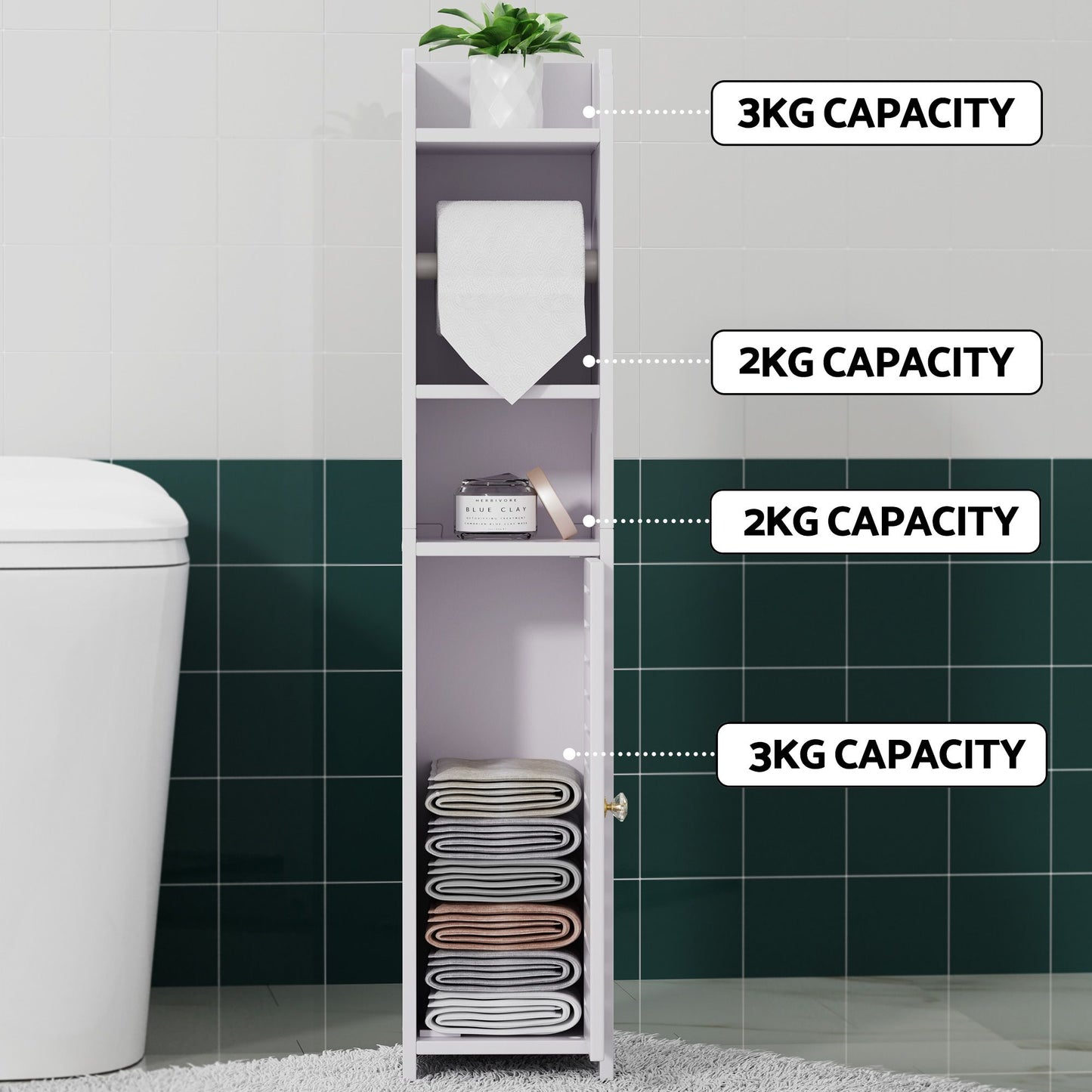 Set of 2 Bathroom Cabinet Toilet Roll Holder 76cm