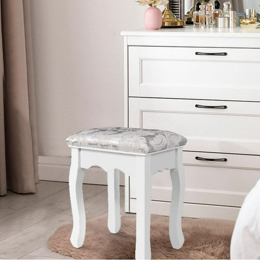 Dressing Table Stool Velvet - White