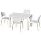5-Piece Edmea White Wood Dining Table & Chair Set