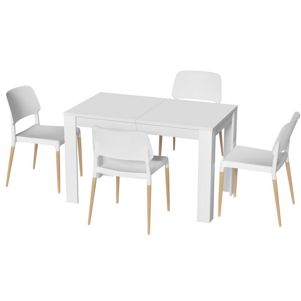5-Piece Edmea White Wood Dining Table & Chair Set