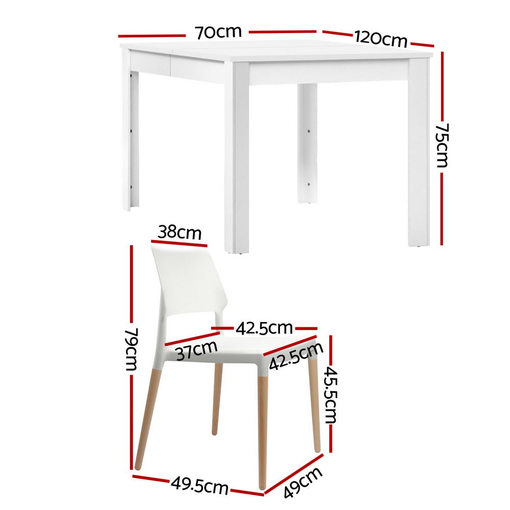 5-Piece Edmea White Wood Dining Table & Chair Set