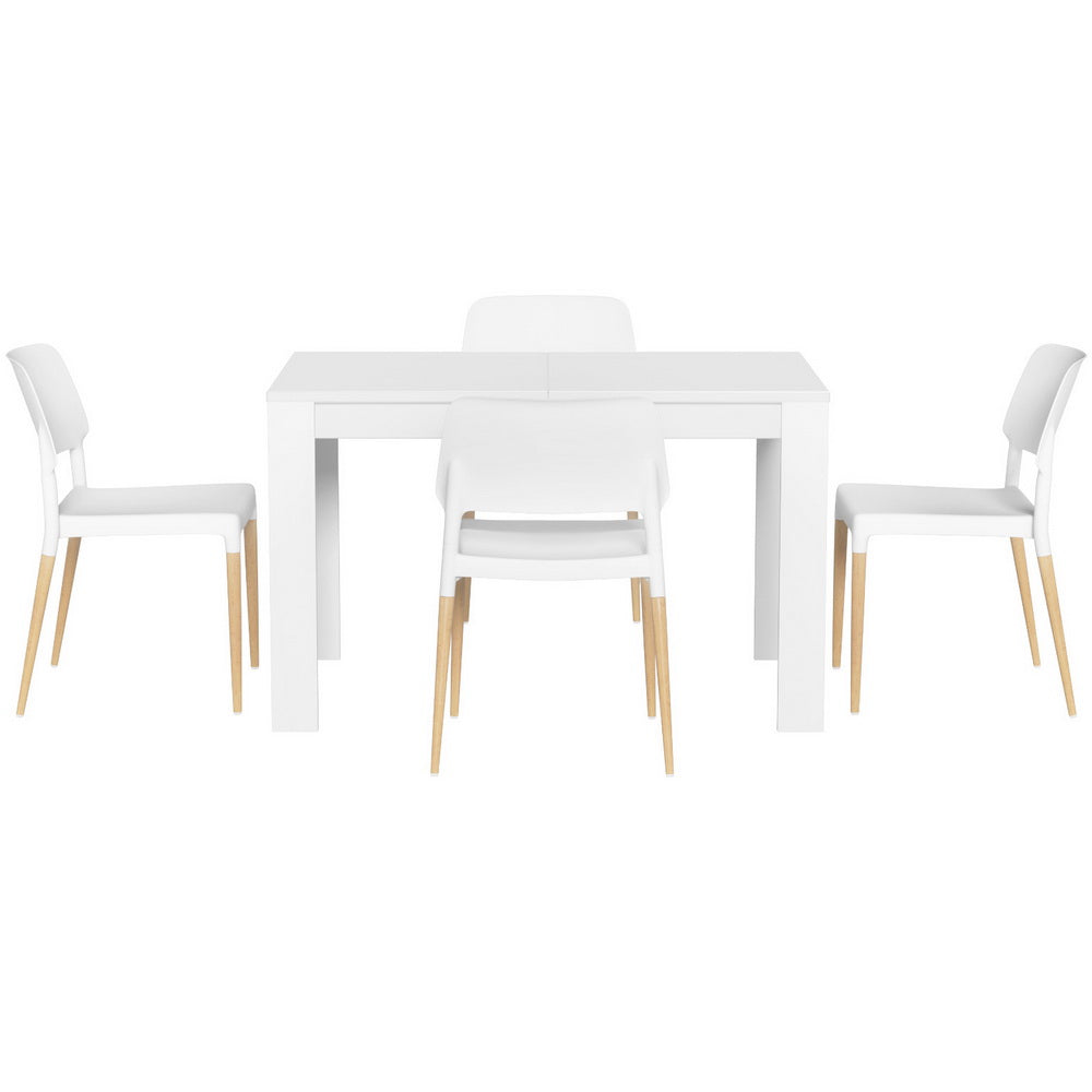5-Piece Edmea White Wood Dining Table & Chair Set