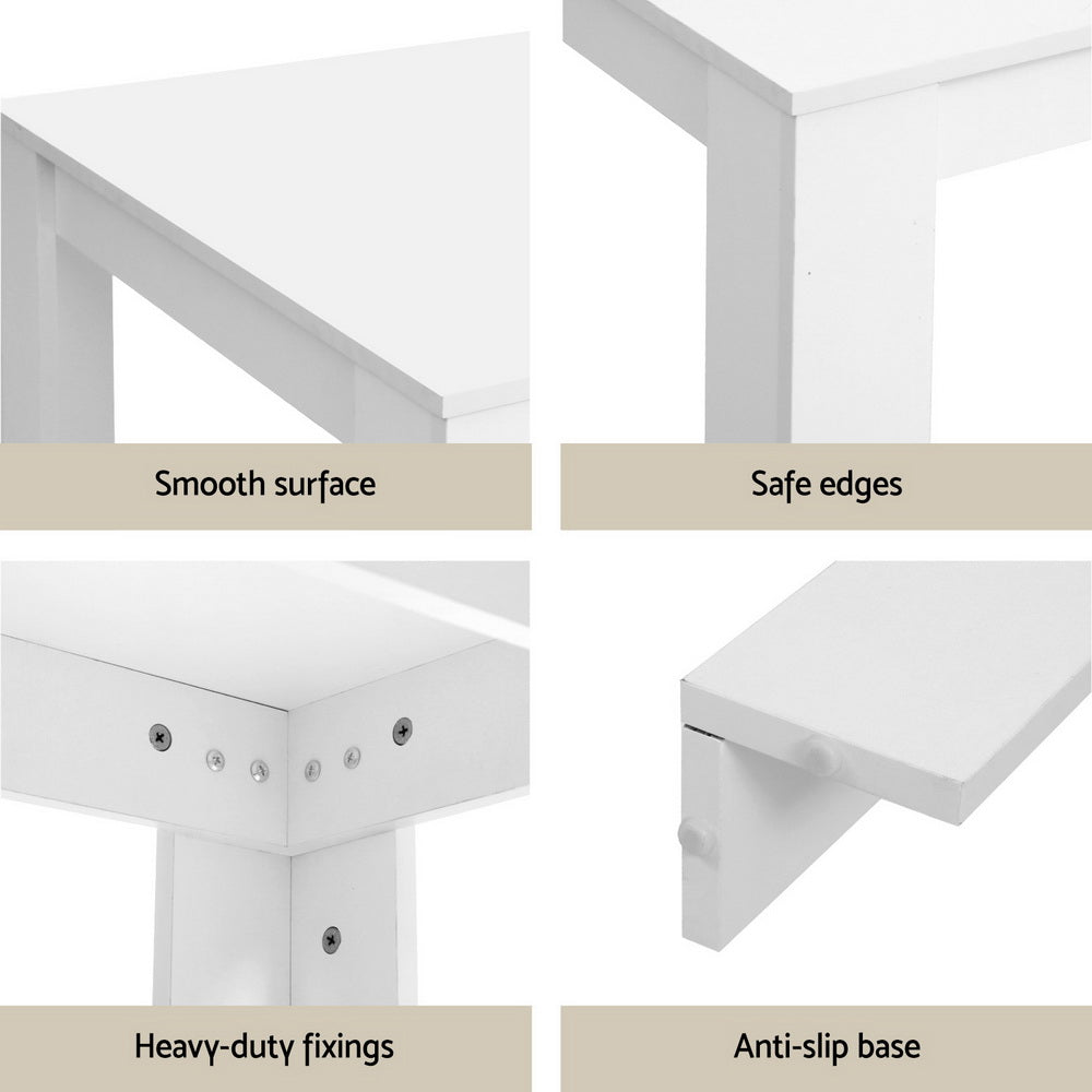 5-Piece Edmea White Wood Dining Table & Chair Set