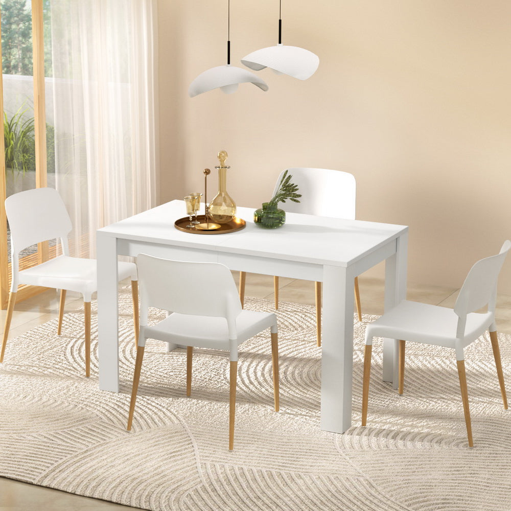 5-Piece Edmea White Wood Dining Table & Chair Set