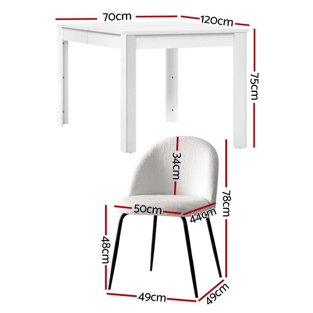 5-Piece Rocco White Dining Table & Chair Set Sherpa