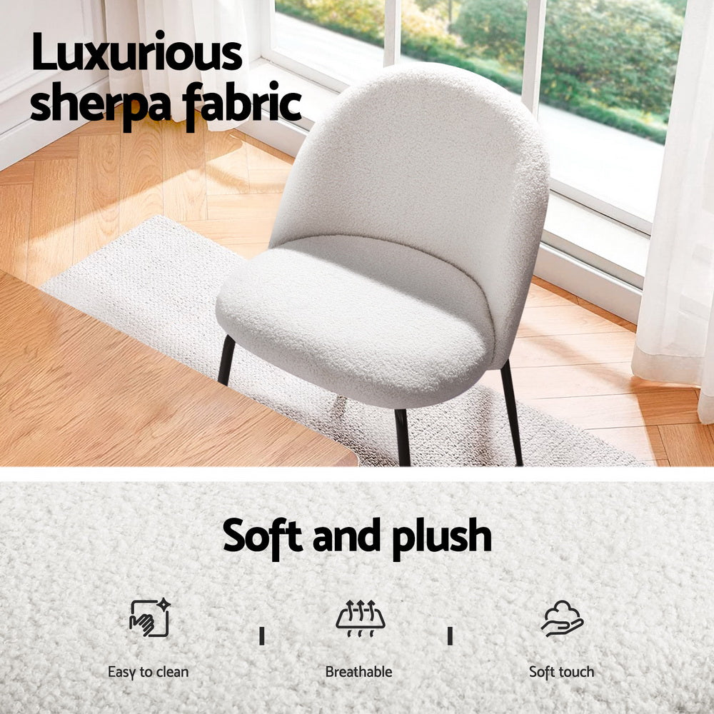 5-Piece Rocco White Dining Table & Chair Set Sherpa