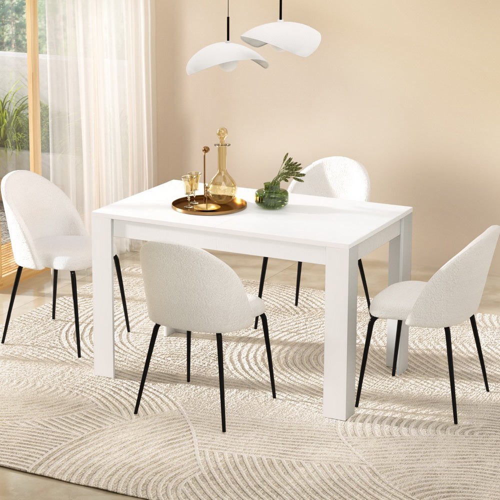 5-Piece Rocco White Dining Table & Chair Set Sherpa