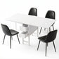 5-Piece Fulva Black and White Dining Table & Chair Set Foldable with 2 Drawers
