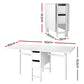 5-Piece Fulva Black and White Dining Table & Chair Set Foldable with 2 Drawers
