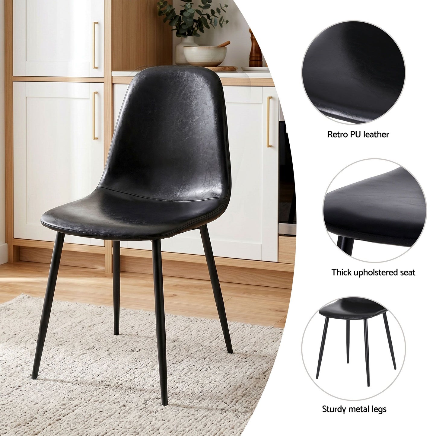 5-Piece Fulva Black and White Dining Table & Chair Set Foldable with 2 Drawers