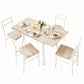 5-Piece Loris Natural White Dining Table & Chair Set with Extendable 60-120cm Drop-Leaf Table