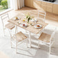 5-Piece Loris Natural White Dining Table & Chair Set with Extendable 60-120cm Drop-Leaf Table
