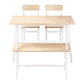 5-Piece Celso Natural and White Dining Table & Chair Set Bench Kitchen Furniture