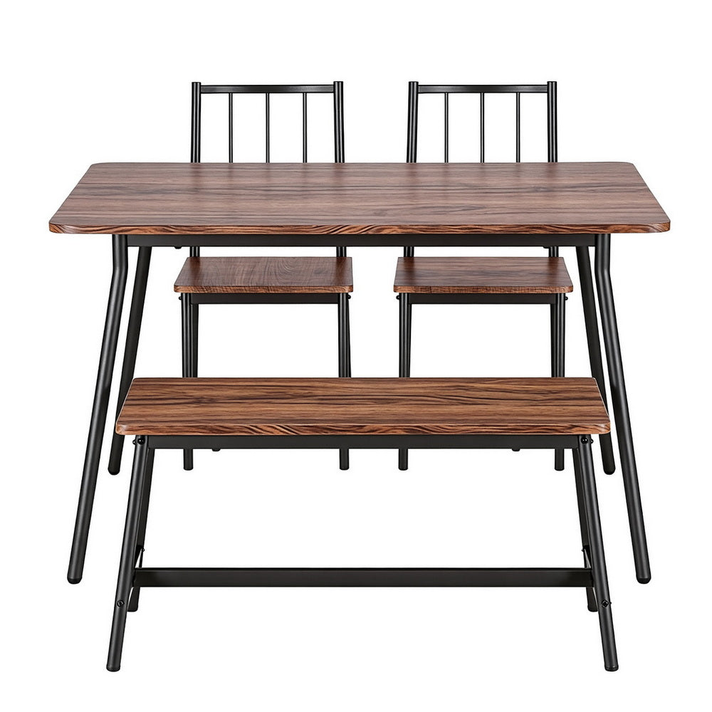 5-Piece Nando Dining Table & Chair Set Bench Kitchen Furniture Rustic