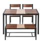 4-Piece Tullo Brown Dining Table & Chair Set Bench Kitchen Furniture Rustic