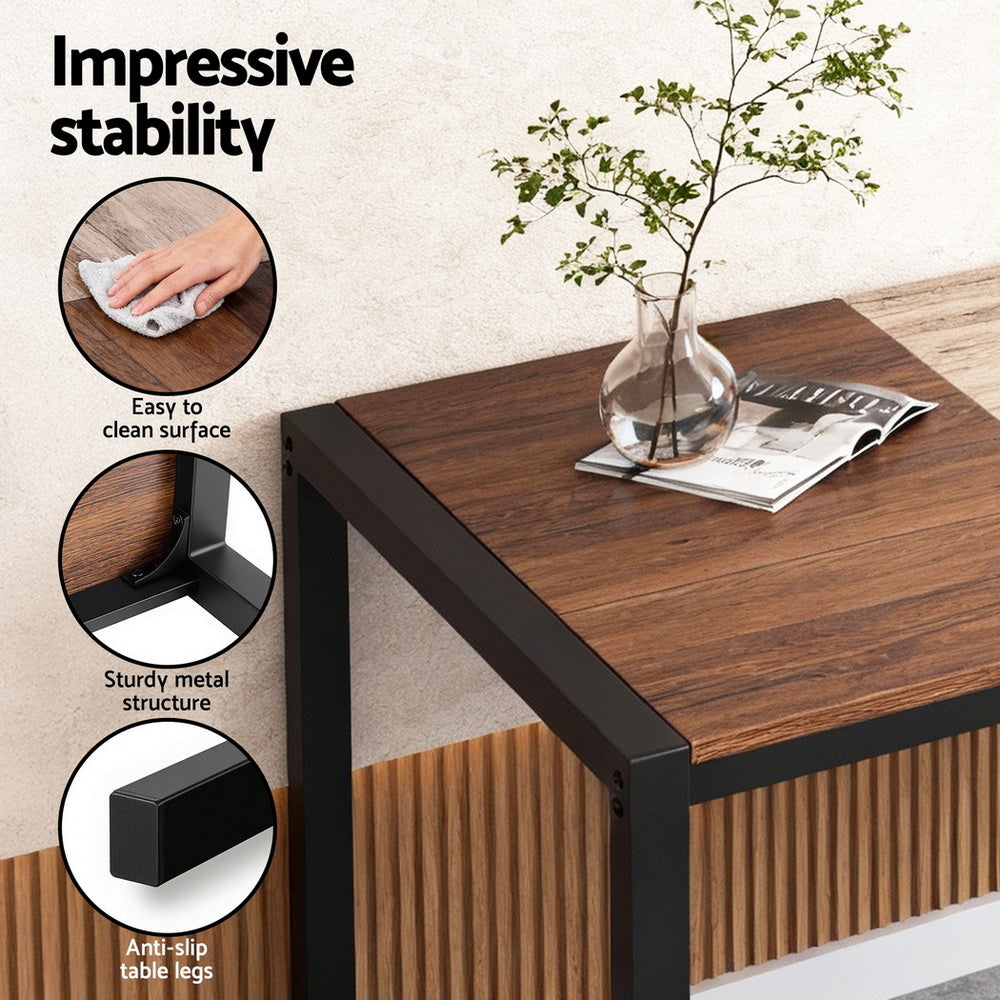 4-Piece Tullo Brown Dining Table & Chair Set Bench Kitchen Furniture Rustic